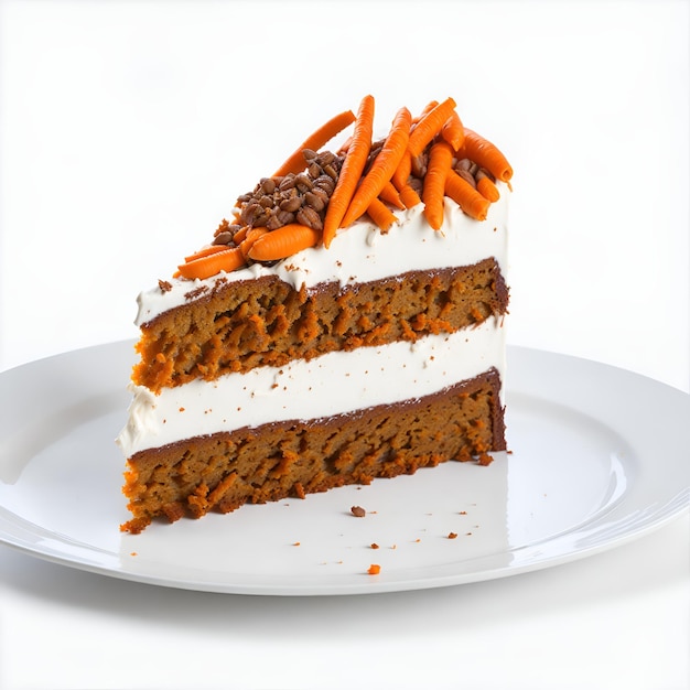 Photo a slice of carrot cake sits on a plate with a carrot cake on it