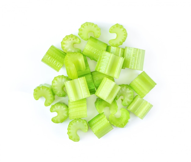 Slice celery isolated