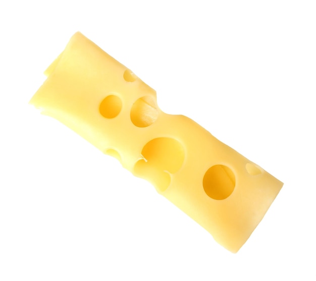 Slice of cheese isolated on white