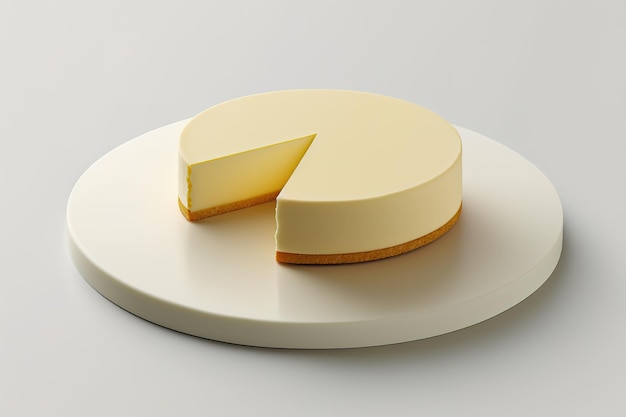 흰색 배경에 고립 된 치즈 케이크의 조각