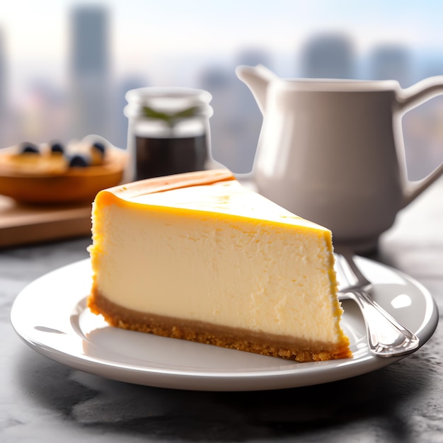 a slice of cheesecake on a plate