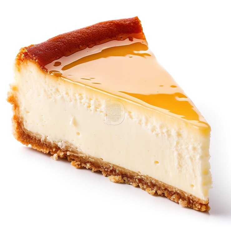 Slice Of Cheesecake On White Plate Closeup View