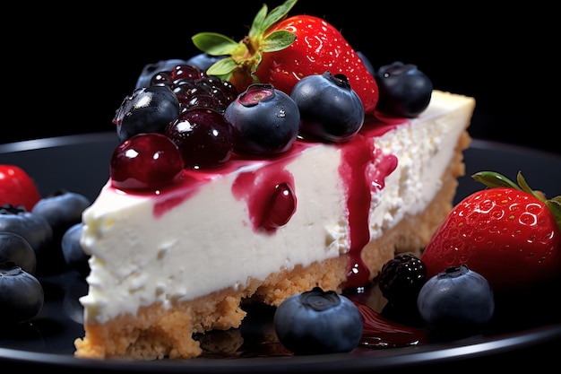 A slice of cheesecake with berries on top