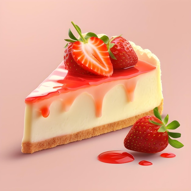 A slice of cheesecake with strawberries on top