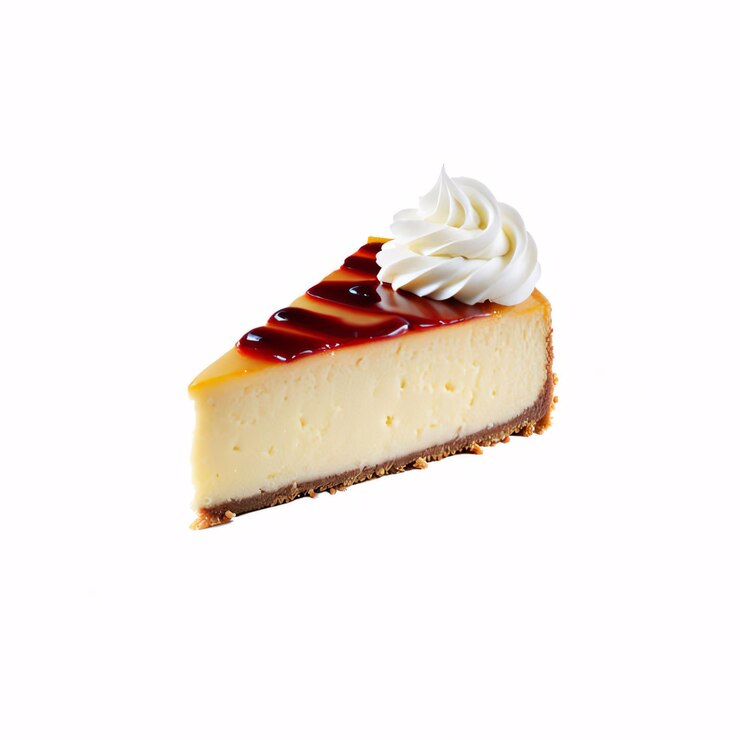 Photo a slice of cheesecake with whipped cream and red glaze