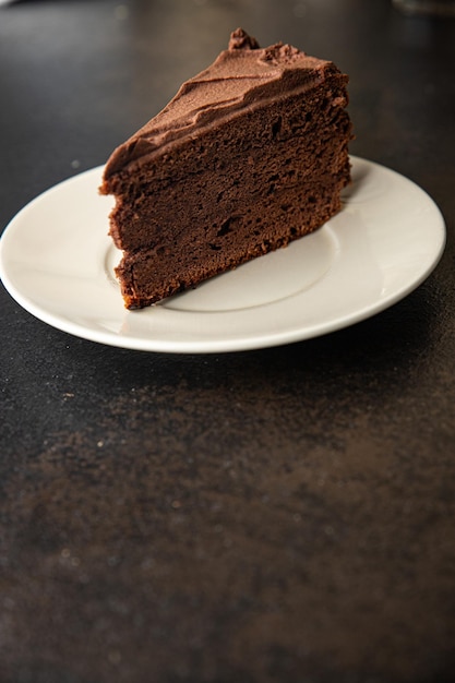 Slice chocolate cake piece holiday treat sponge cocoa cake brown sweet dessert