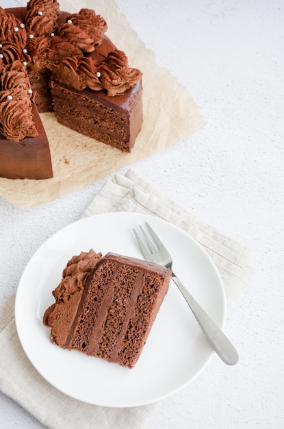 おいしいチョコレートケーキのスライス