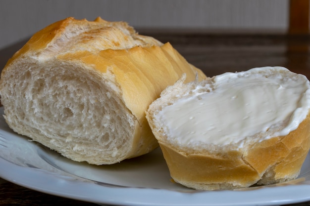 Slice of french bread with curd.