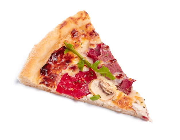 Photo slice of fresh italian classic original pizza isolated