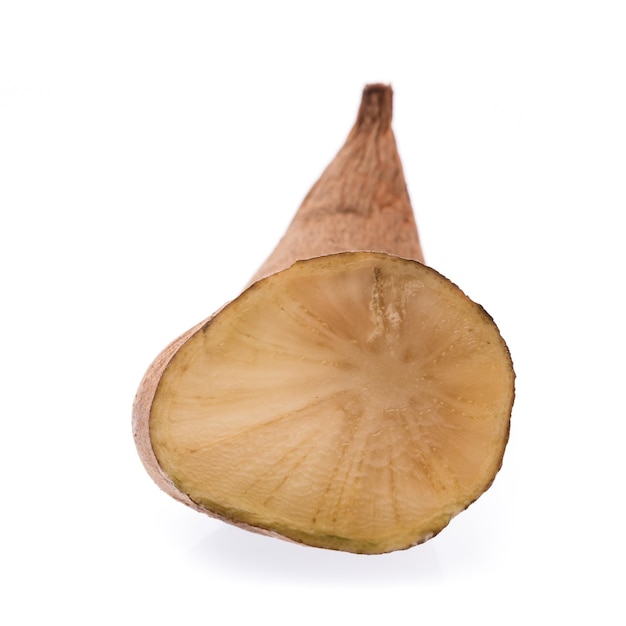 slice of fresh yam potato isolated on white background