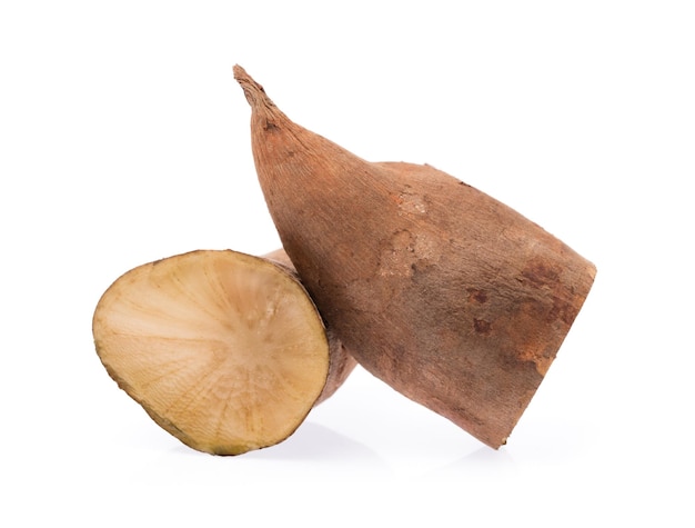 slice of fresh yam potato isolated on white background