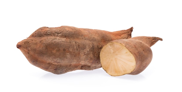 slice of fresh yam potato isolated on white background