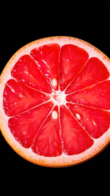 Slice of grapefruit Red grapefruit background Composition of half Orange