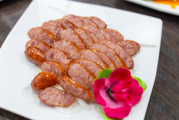Slice of grill taiwan sausage