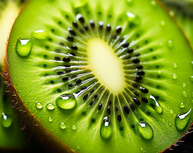 Slice of kiwi fruit closeup