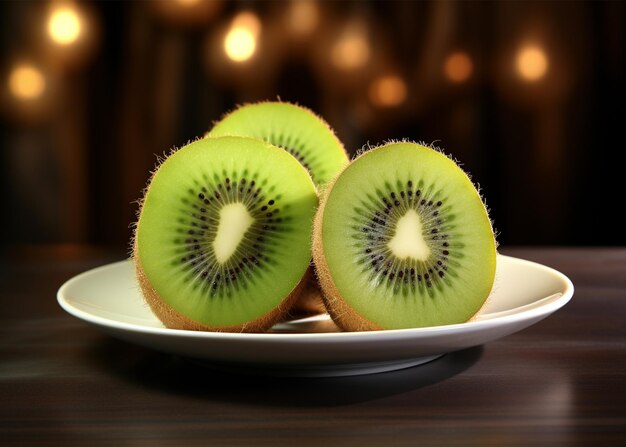 Slice of kiwifruit on a plate