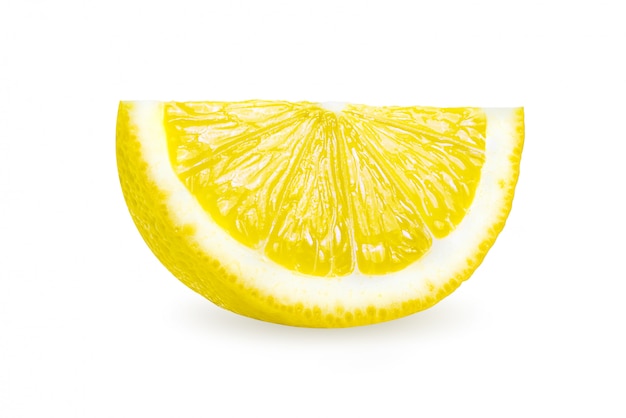 Photo slice of lemon citrus fruit isolated