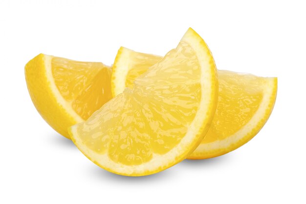 Slice lemon isolated on white clipping path