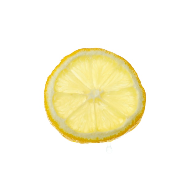 Slice of lemon isolated on white