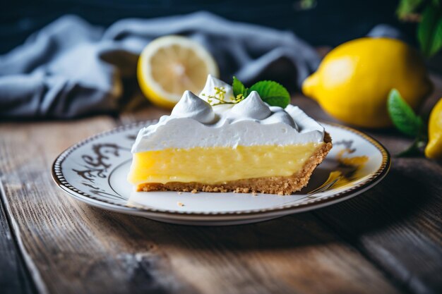 Foto una fetta di torta di limone su un piatto