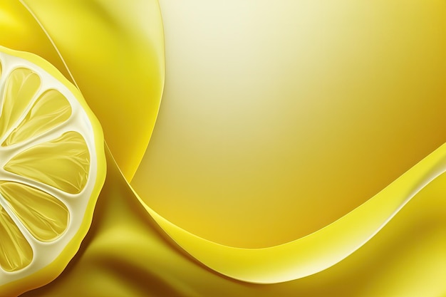 Ломтик лимона на желтом фоне с генеративным ИИ