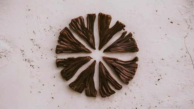 Photo slice licorice roots on white wall