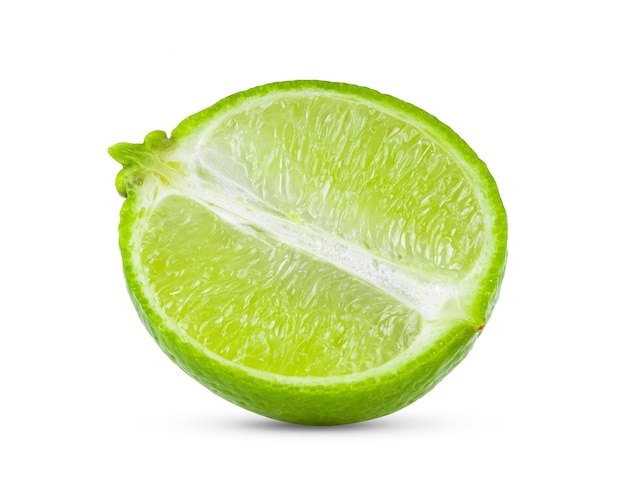 Slice of lime isolated on white background