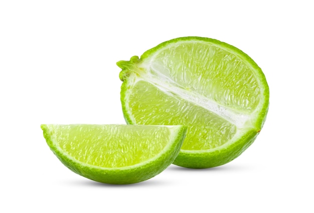 Slice of lime isolated on white background