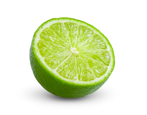 Slice lime isolated on white
