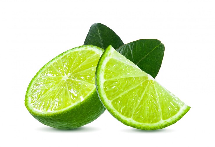 Photo slice of lime isolated