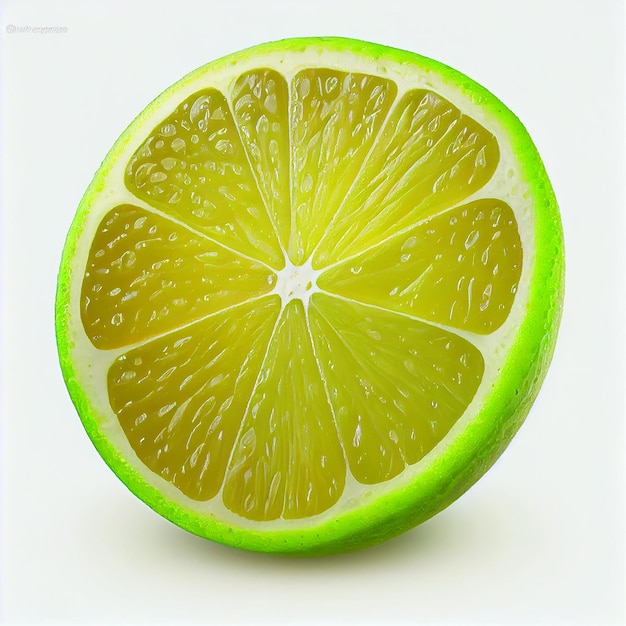 Slice of lime Lemon Summer isolated on pure white background