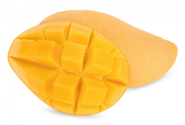 Slice mango isolated on white clipping path