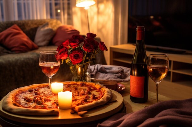 A slice of meat pizza being held up against a picturesque sunset