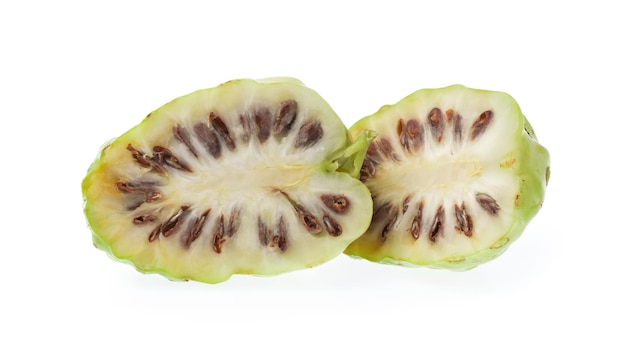 slice Noni Fruit isolated on white background.