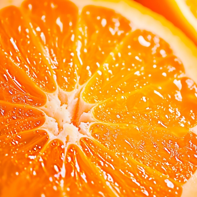 Photo slice of orange fruit macro