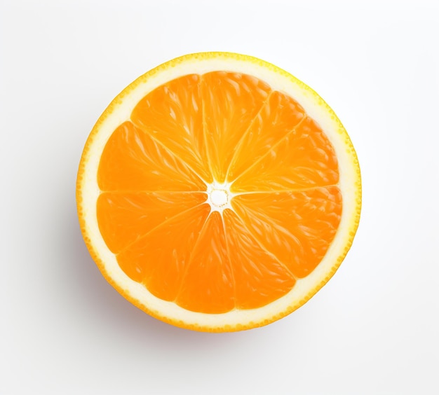 a slice of orange that is orange with a white background