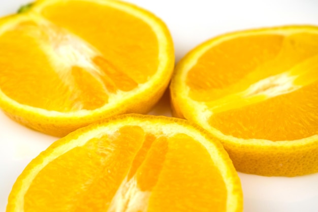 Slice of orange on a white background