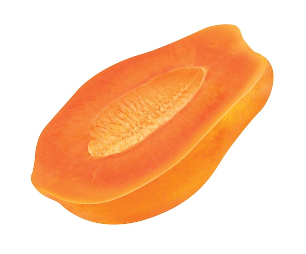 A slice of papaya illustration with the top half cut off