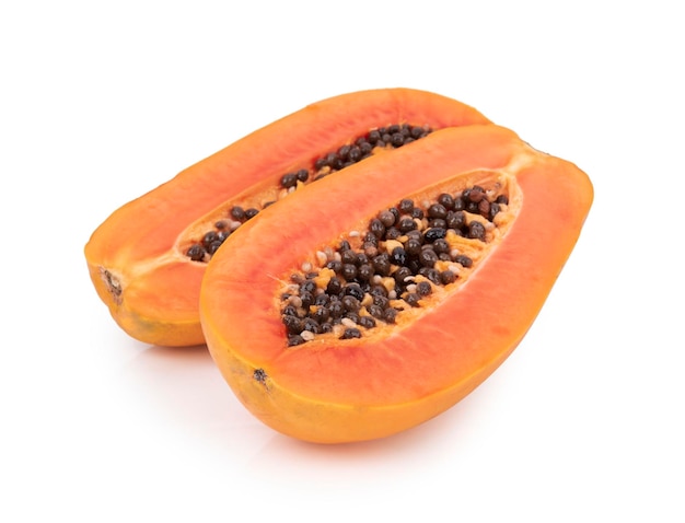 Slice papaya isolated on white background