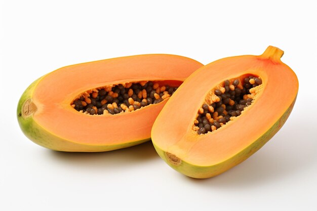 Photo slice papaya isolated on white clipping path