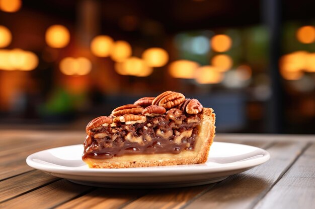 A slice of pecan tart cake