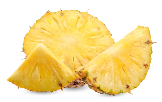 Slice pineapple isolated on white background