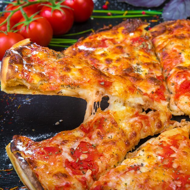 Slice of pizza cheese crust seafood topping sauce