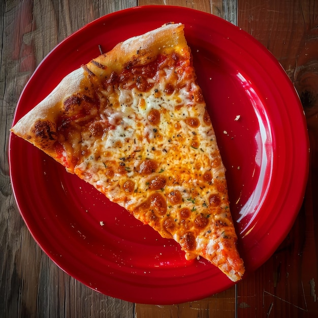 Photo a slice of pizza on a red plate