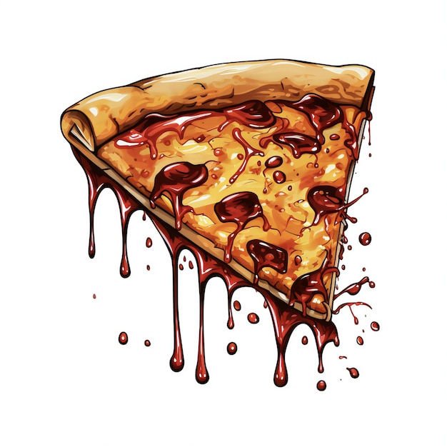 a slice of pizza on a white background