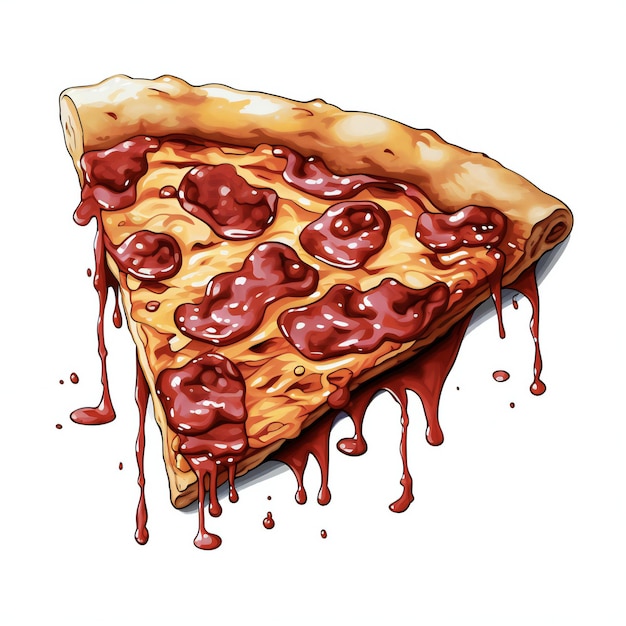 a slice of pizza on a white background