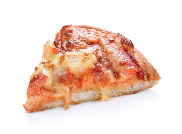 Slice of pizza on white background