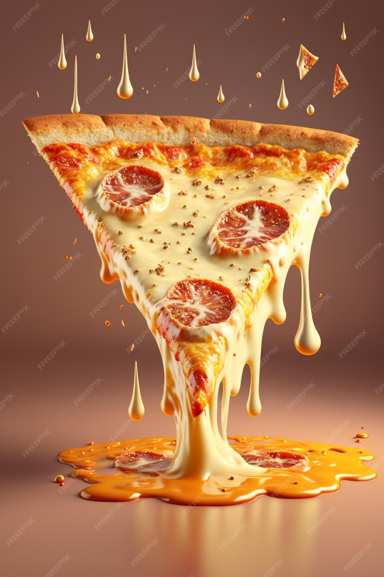 Premium Photo | Slice of pizza with cheese falling, looking delicious,  generative ai