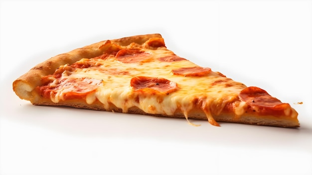 A slice of pizza with pepperoni on it