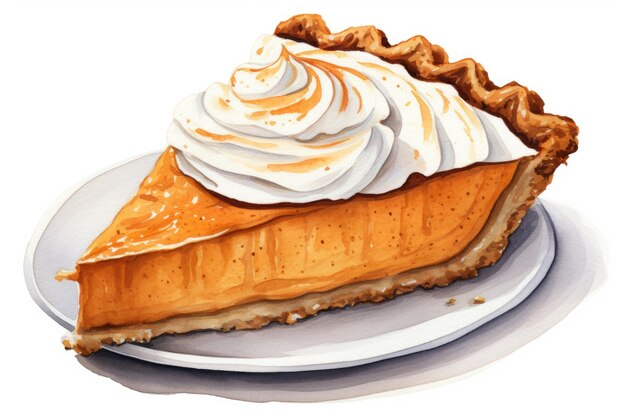 Photo a slice of pumpkin pie with whipped cream on top digital image